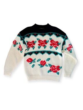 Vintage TJW by Mervyn’s Chunky Knit Mock Neck Winter Berry Sweater, sz. L